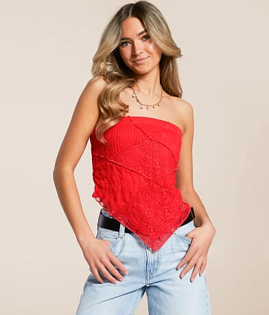 Willow & Root Lace Overlay Hanky Tube Top front view