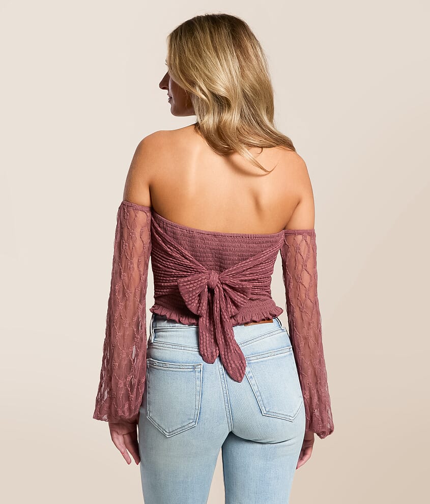 Off The Shoulder Lace Hanky Top - thumbnail 2