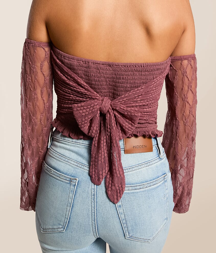Off The Shoulder Lace Hanky Top - thumbnail 3