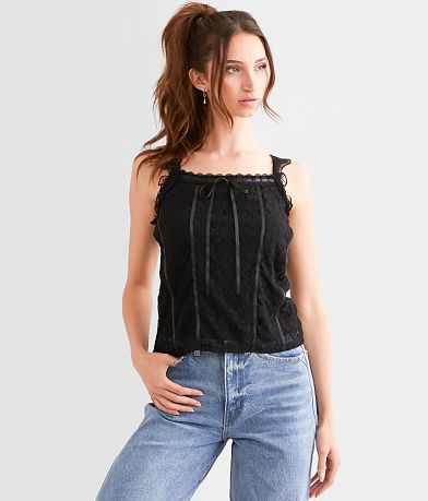 Willow & Root Floral Lace Tank Top front view
