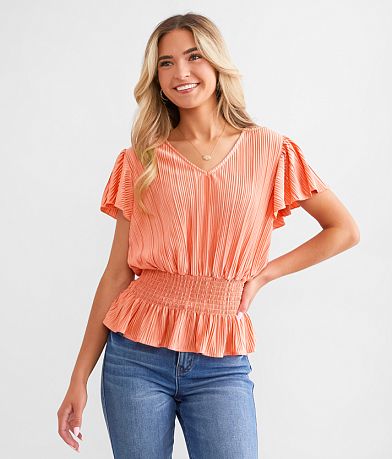 Daytrip Plisse Peplum Top front view