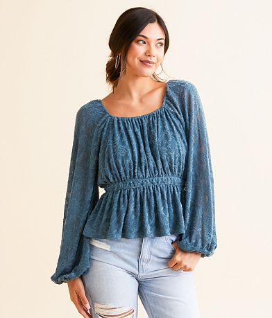 Daytrip Textured Peplum Top front view