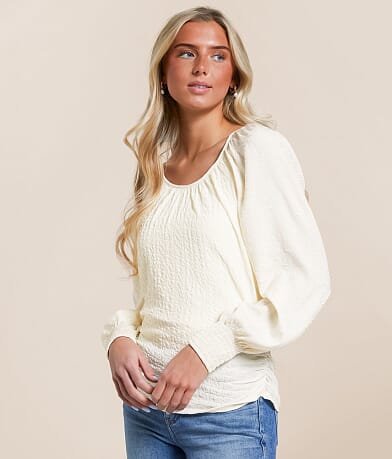 POL Pieced Henley Oversized Top - Women's Shirts & Blouses