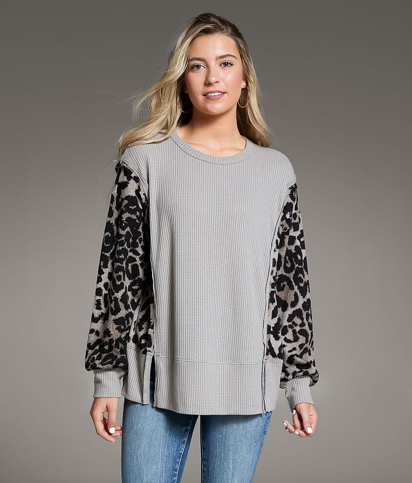 Pieced Cheetah Print Top