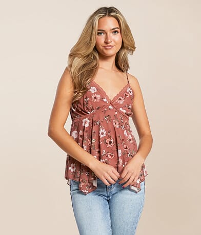 Daytrip Floral Mesh Tank Top front view