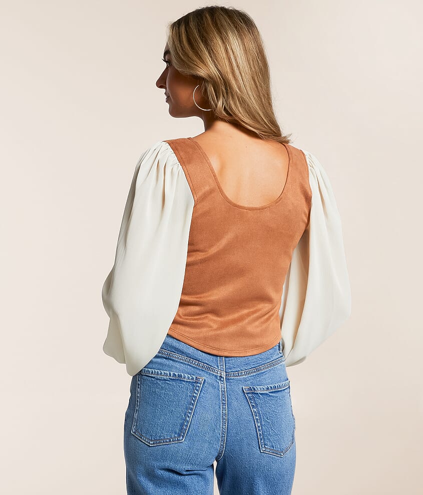 Faux Suede Cropped Top - thumbnail 2