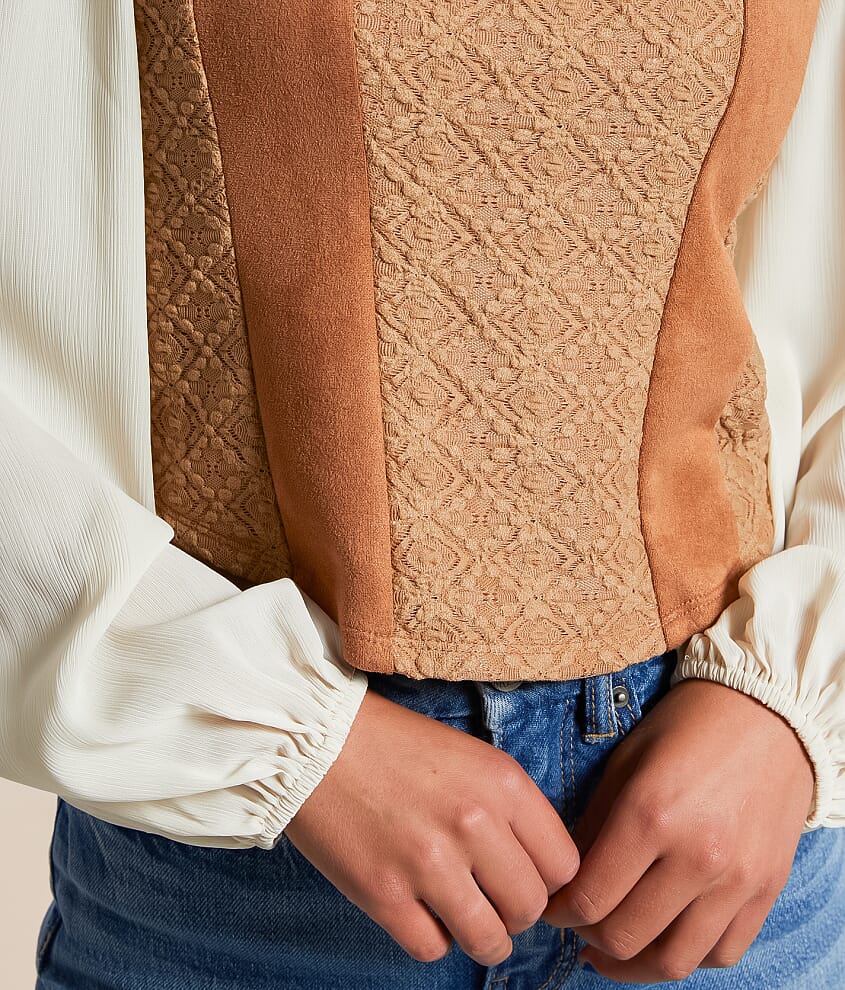 Faux Suede Cropped Top - thumbnail 3