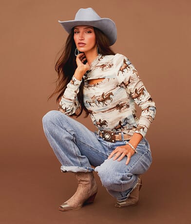 Sterling & Stitch Horse Print Top front view