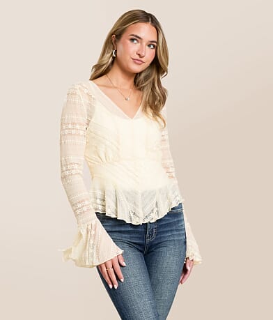 Willow & Root Sheer Lace Top front view