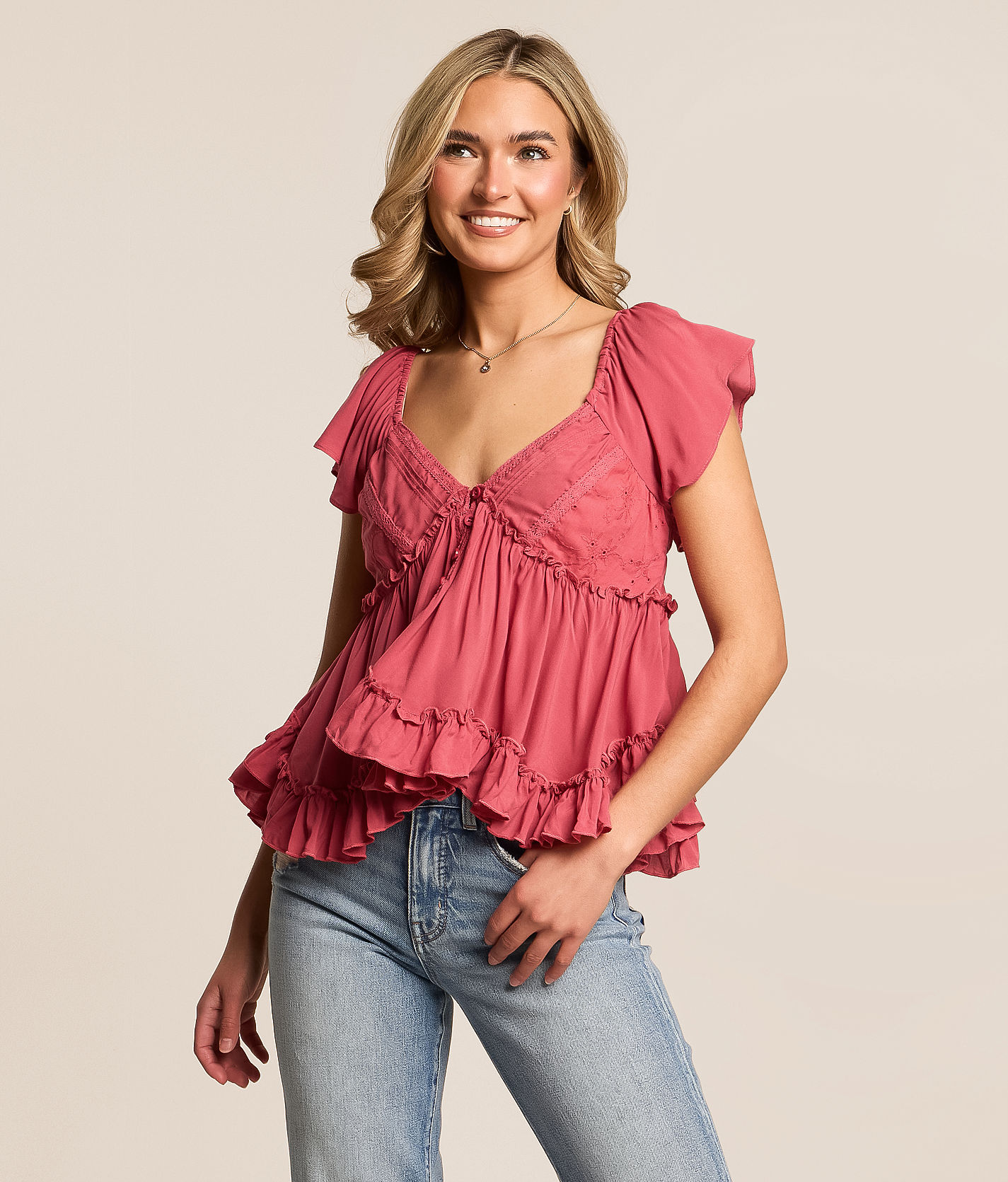 Willow & Root Flutter Peplum Top - Women's Shirts & Blouses in