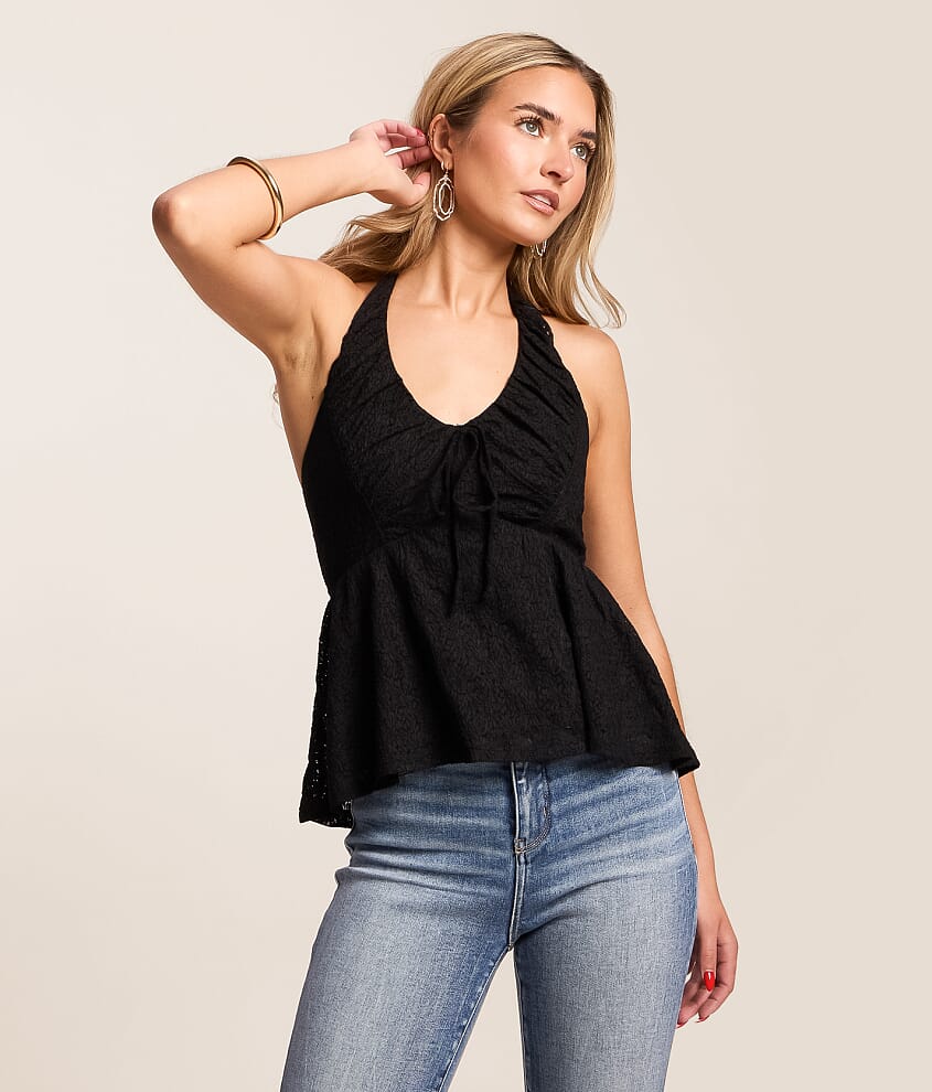 Flowy Lace Halter Tank Top