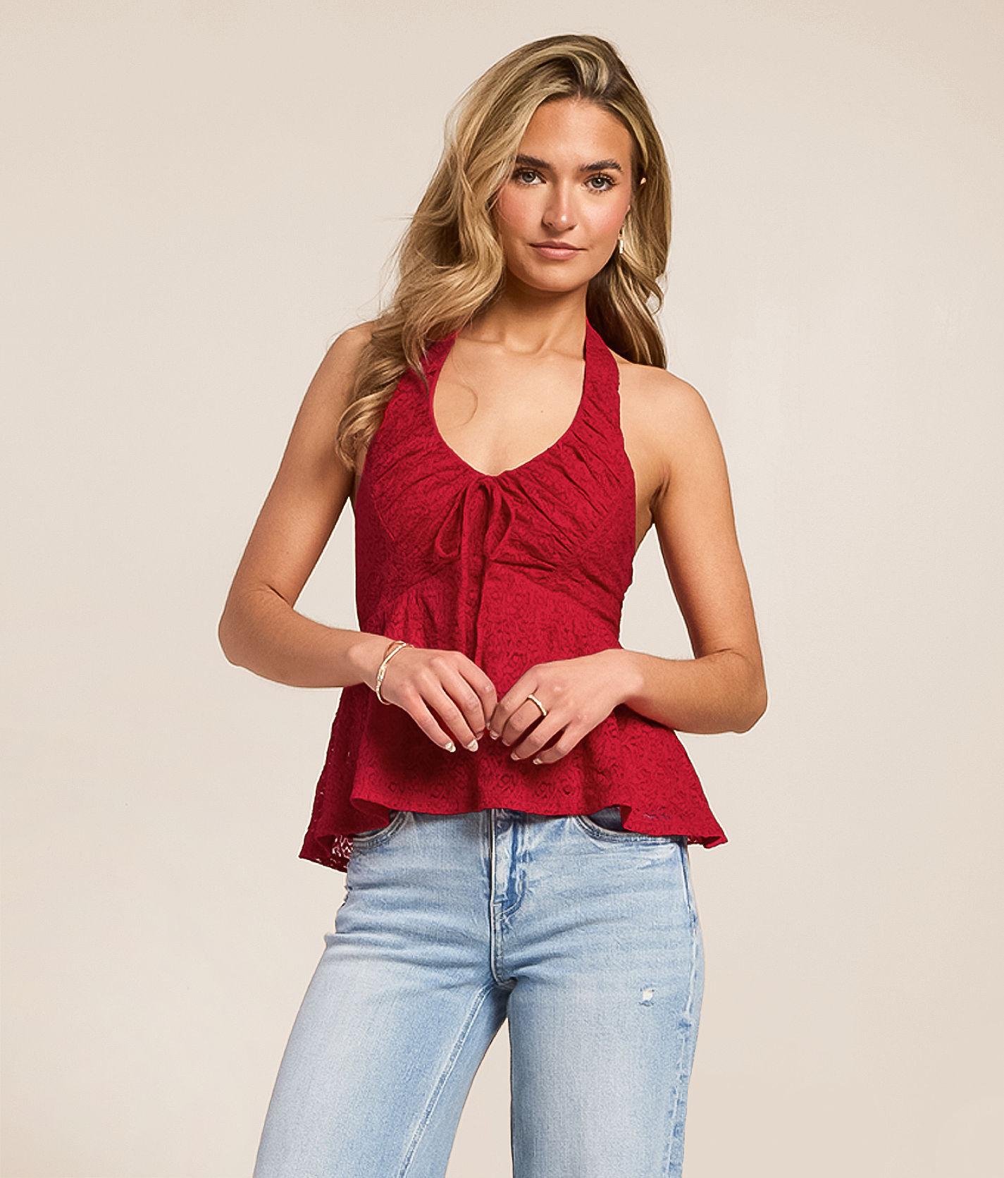 Willow & Root Flowy Lace Halter Tank Top - Women's Tank Tops in