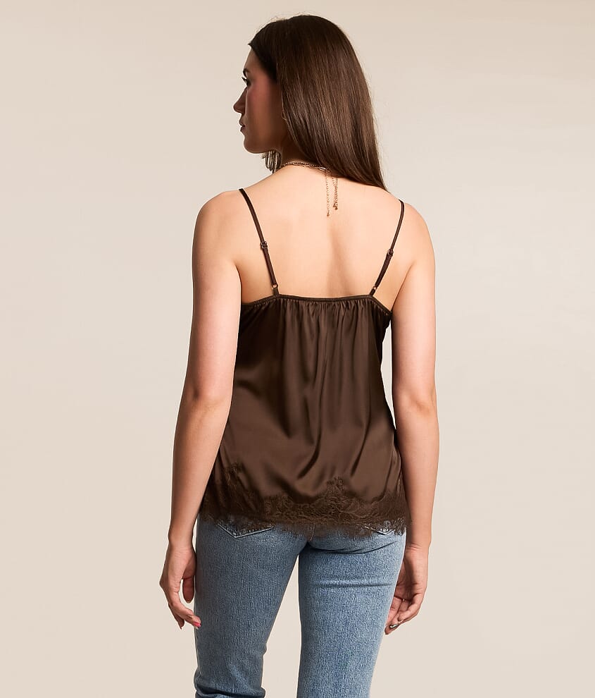 Satin Eyelash Lace Tank Top