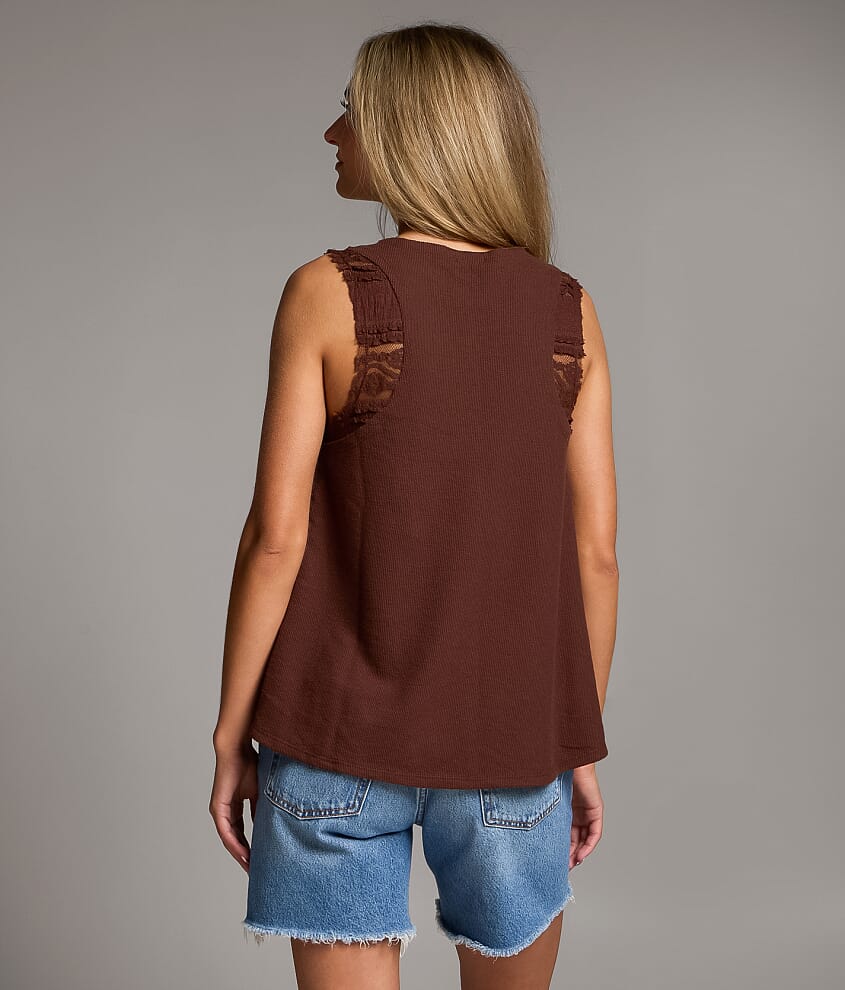 Raw Edge Ribbed Tank Top