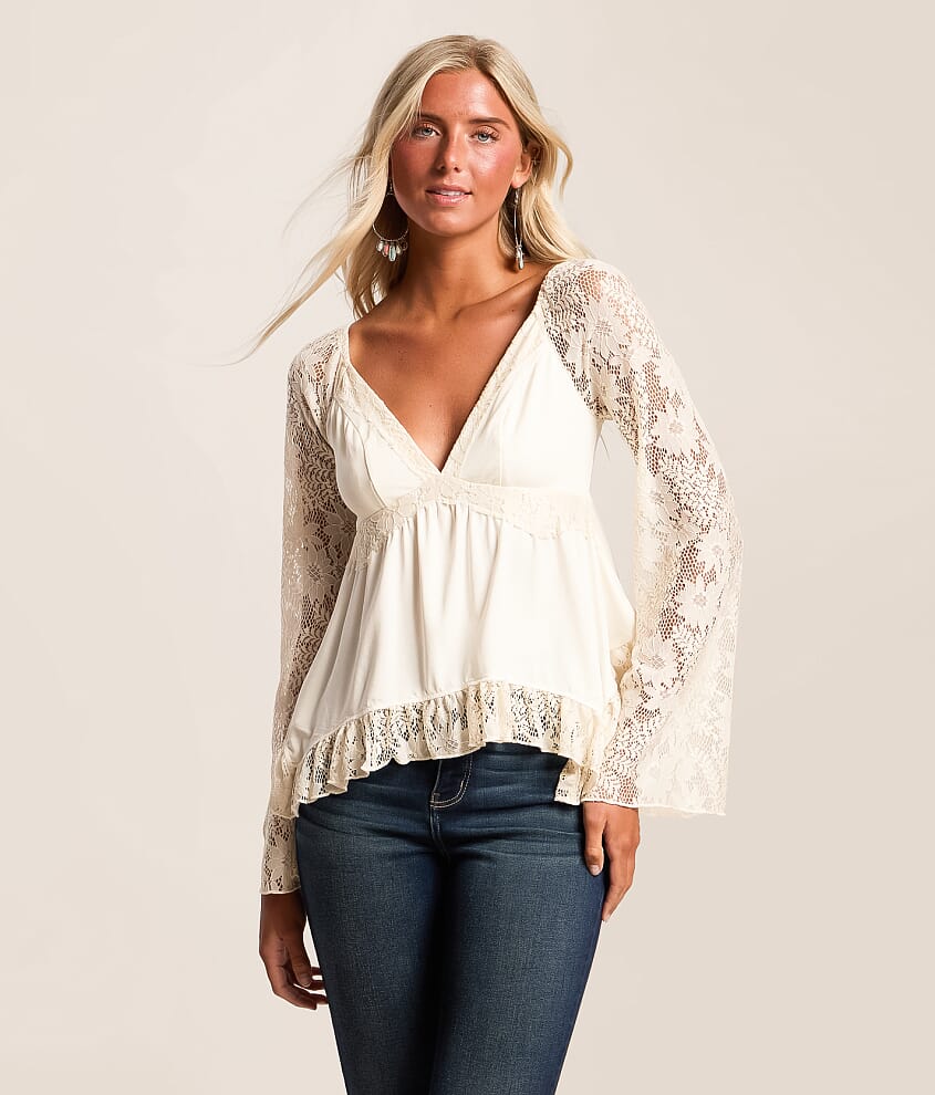 Ruffle Lace Peplum Top