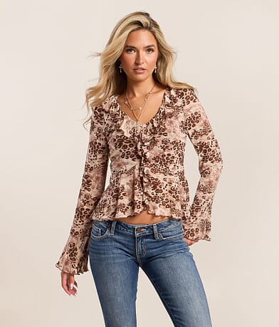 Willow & Root Lace Trim Top - Women's Shirts & Blouses in Black