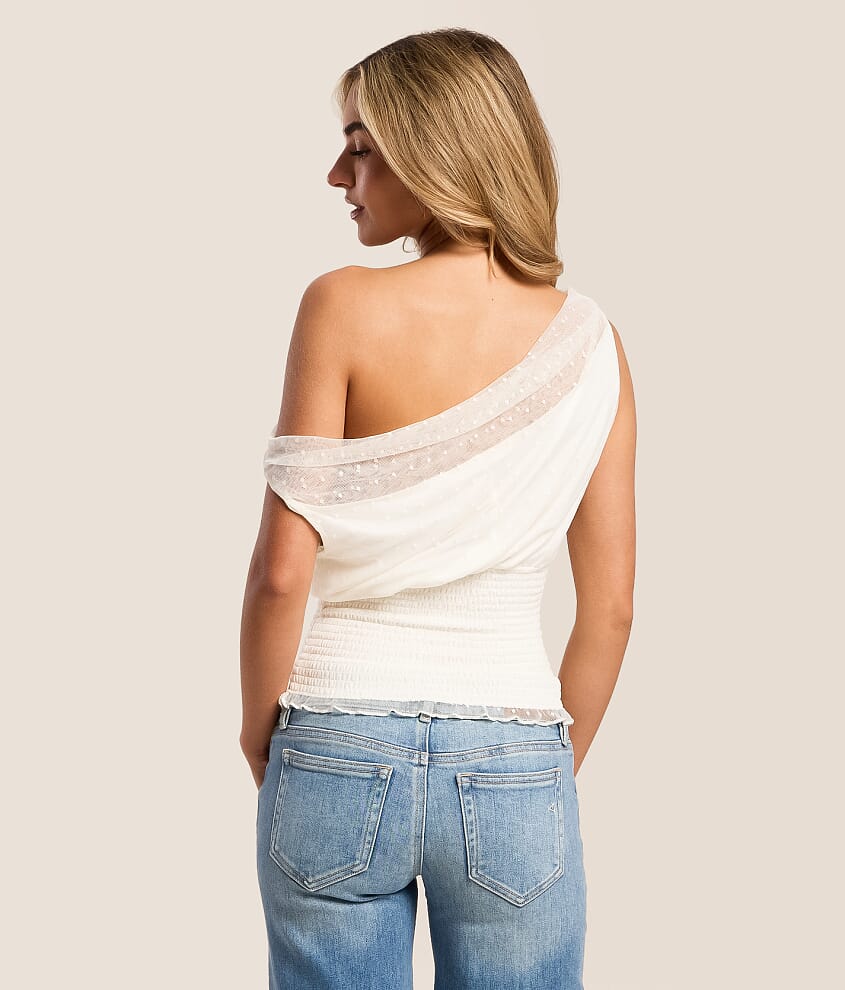 Swiss Dot Off The Shoulder Top
