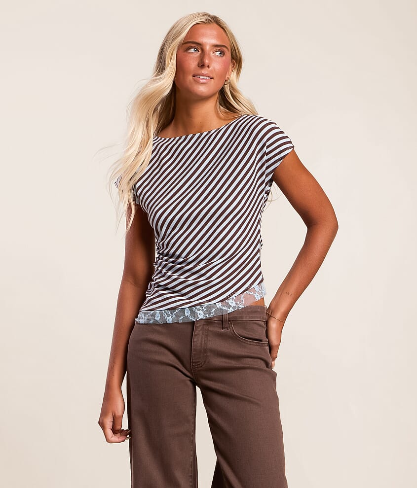 Striped Lace Top