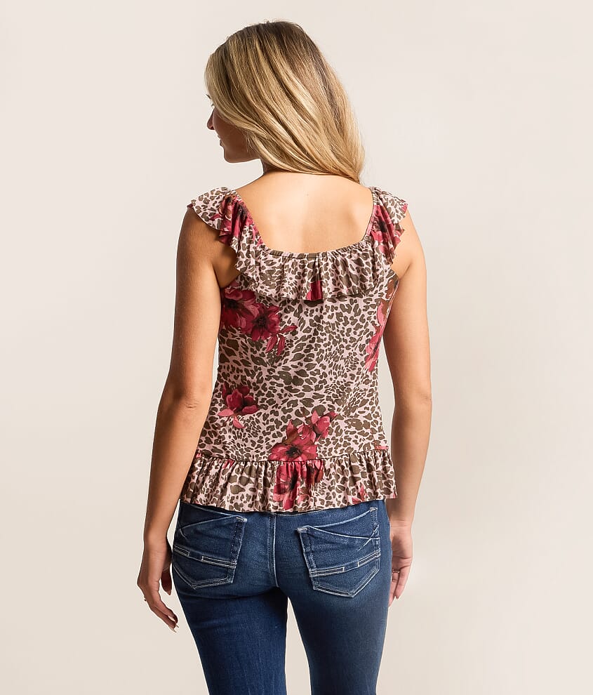Floral Cheetah Mesh Tank Top - thumbnail 2