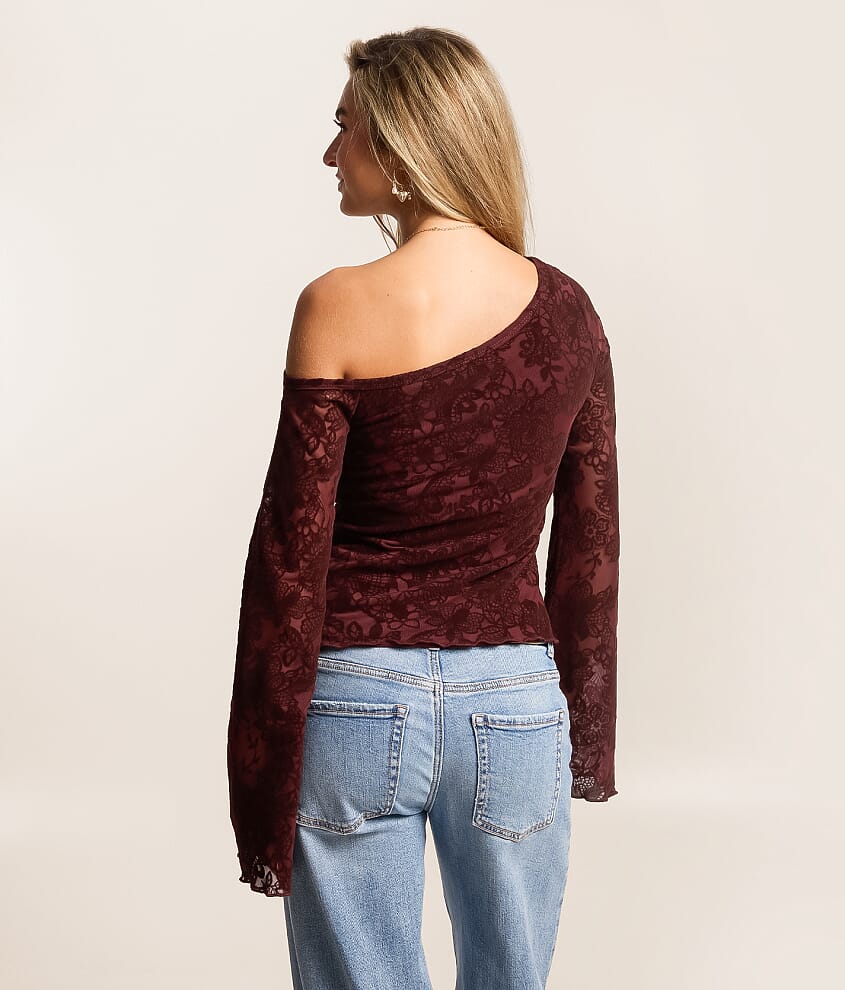 Flocked Floral Off The Shoulder Top
