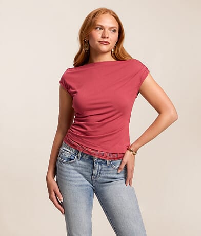 Off The Shoulder Lace Trim Top