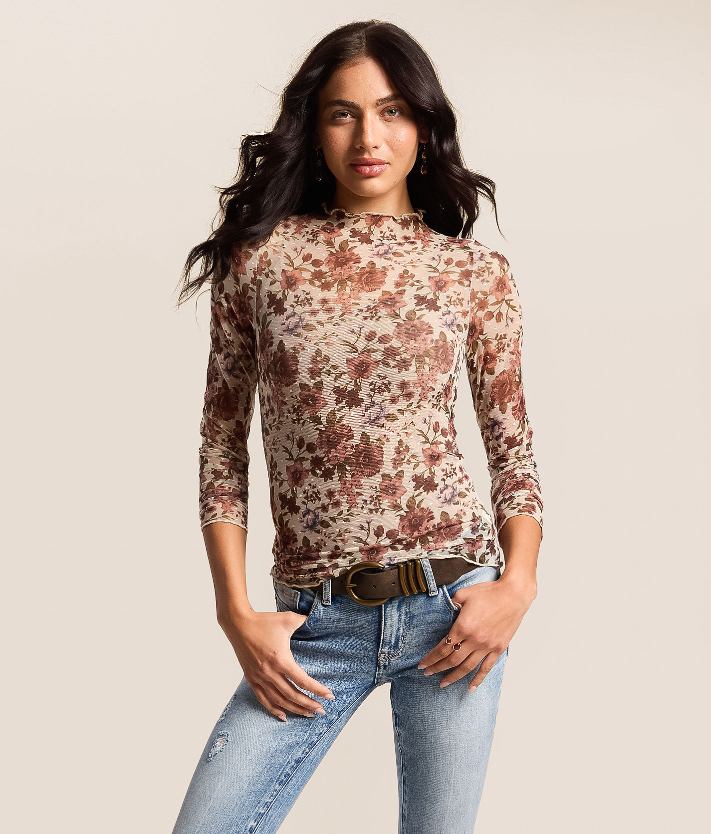 Willow & Root Floral Mesh Top - Women's Shirts & Blouses in Multi
