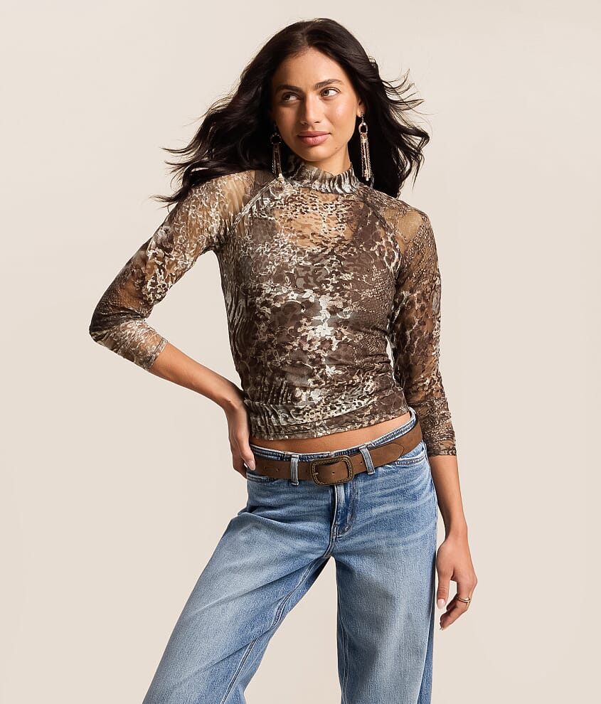 Rhinestone Mesh Top