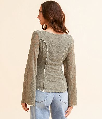Willow &amp; Root Textured Front Tie Top back view