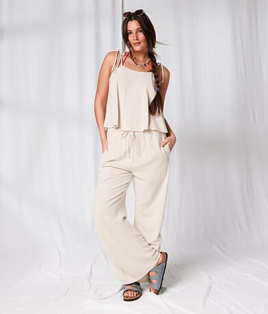 33 Coastal Wide Leg Linen Blend Pant - Women's Pants in Oatmeal