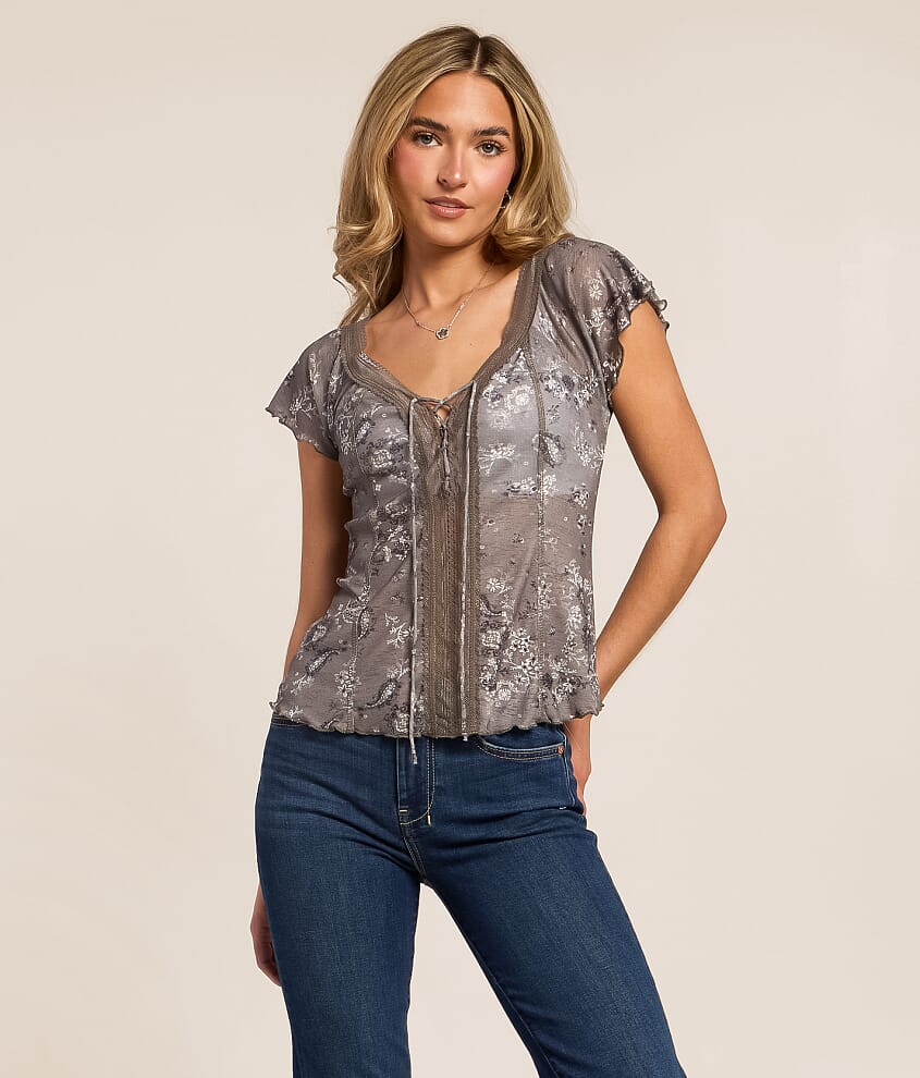 Willow & Root Lace Trim Top - Women's Shirts & Blouses in Black