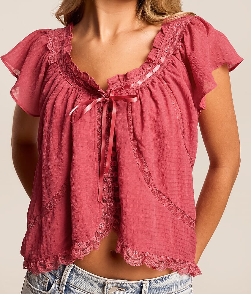 Textured Chiffon Ribbon Top