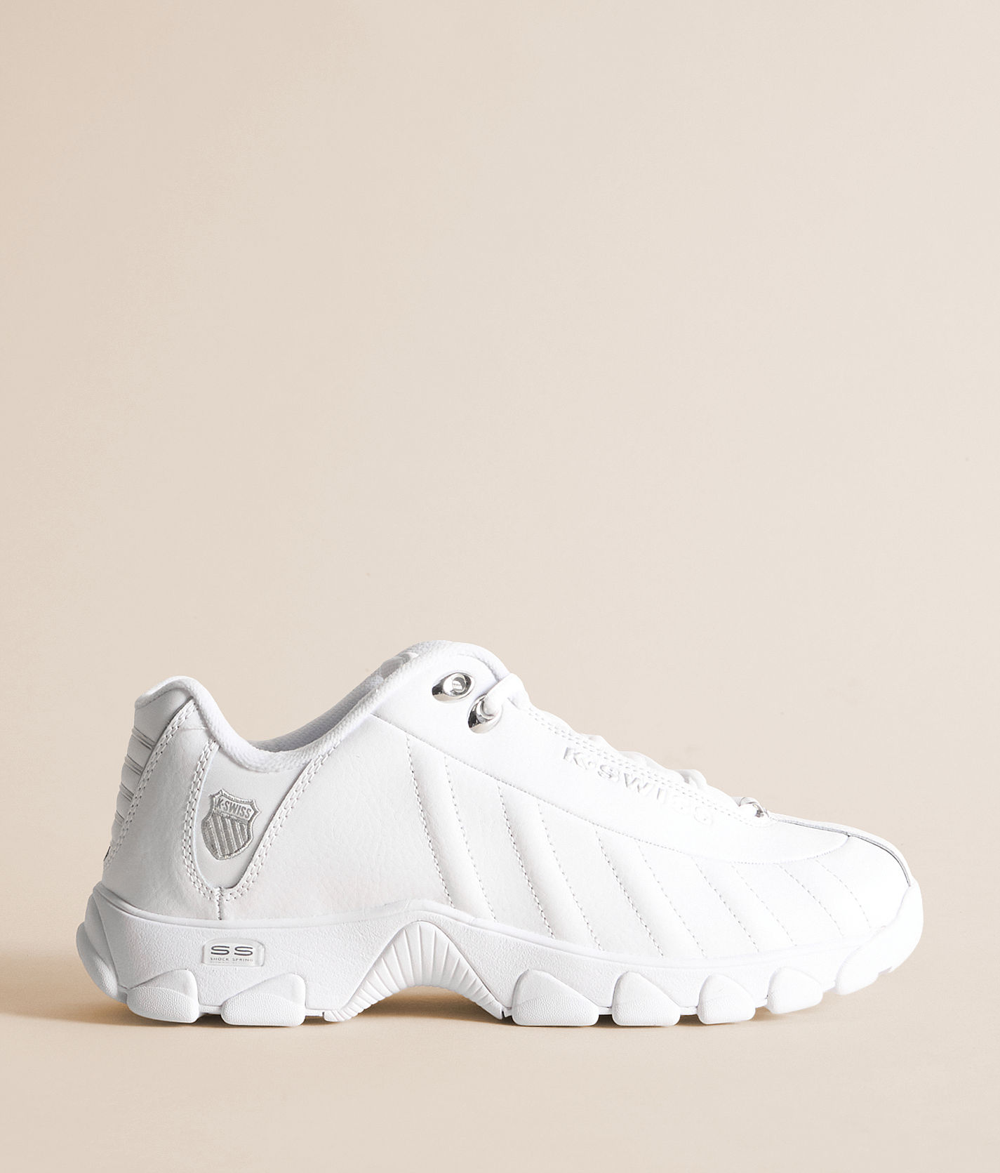 K-Swiss ST329 Leather Sneaker - Men's Shoes in White Silver Silver