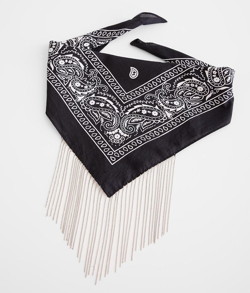 Soft Fringe Scarf in Black Bandana Medallion — artisans