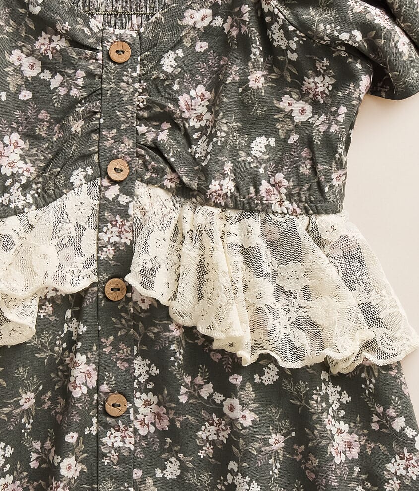Girls - Ruffle Lace Floral Top