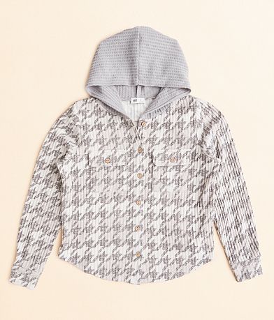 BKE Girls - Houndstooth Hooded Shirt front view