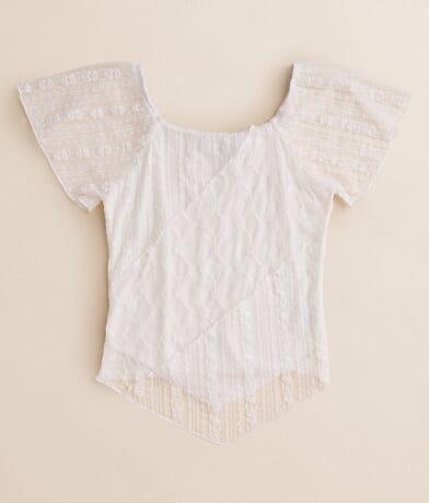 Willow & Root Girls - Pieced Lace Hanky Top front view
