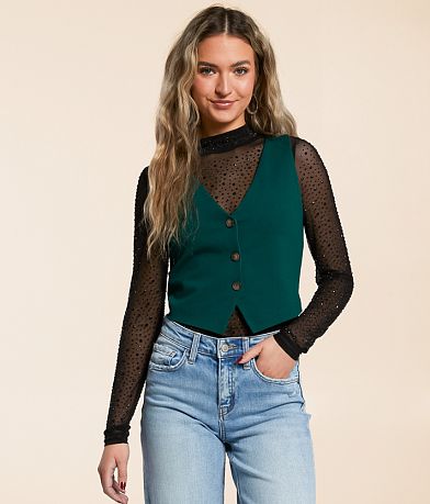 Willow & Root Cropped V-Neck Vest front view