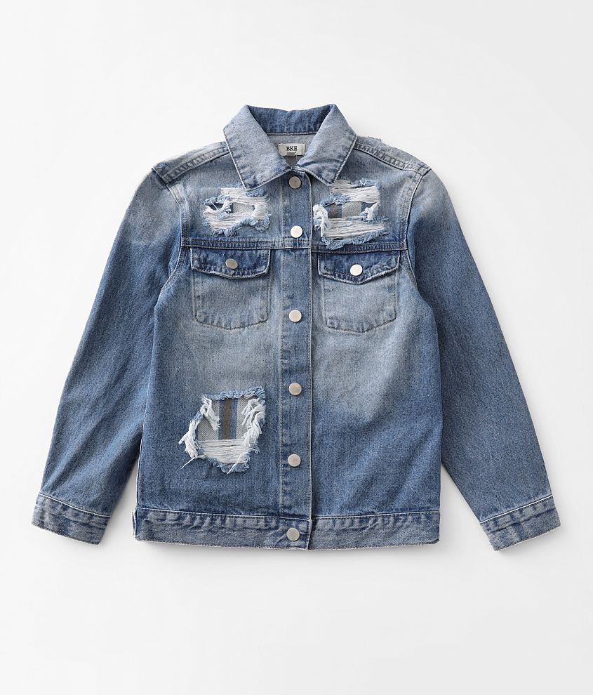 Girls - BKE Destructed Denim Jacket front view