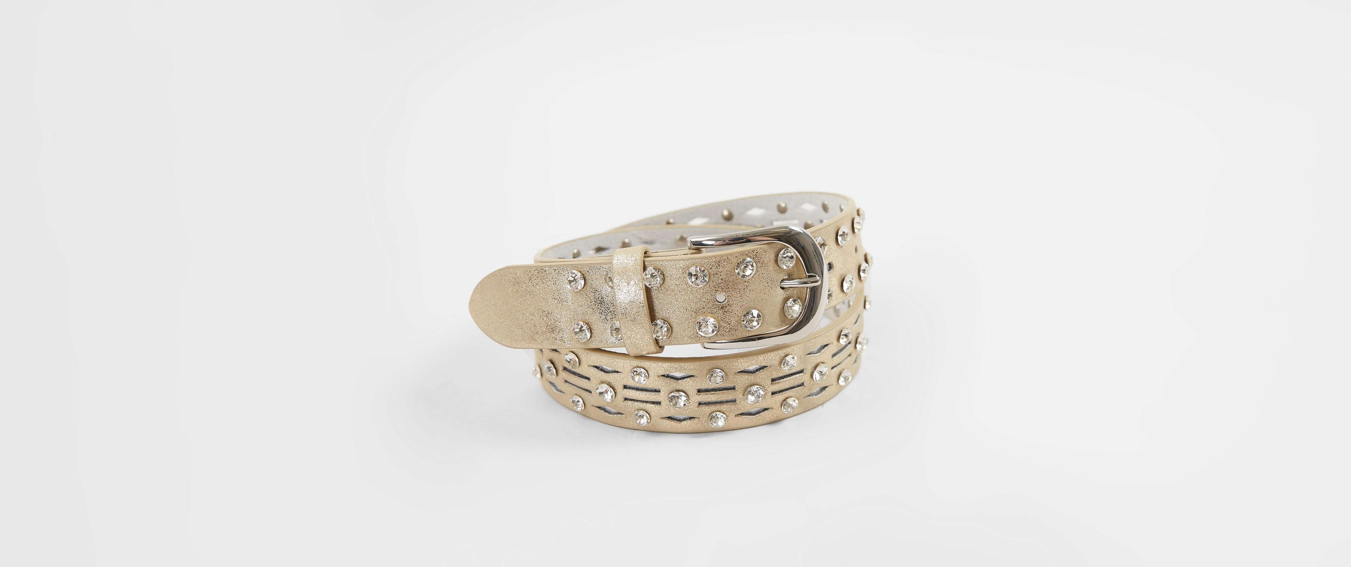 BKE Rhinestone Studded Leather Belt