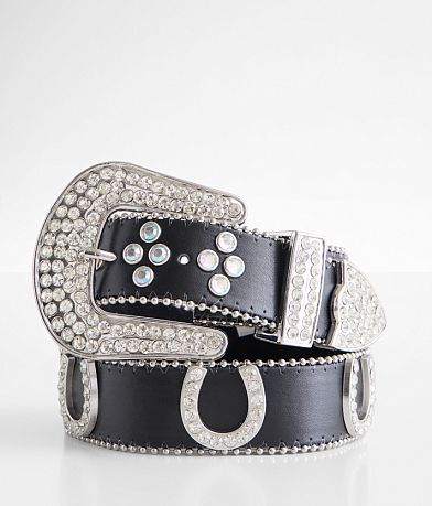 BKE Glitz Horseshoe Leather Belt front view