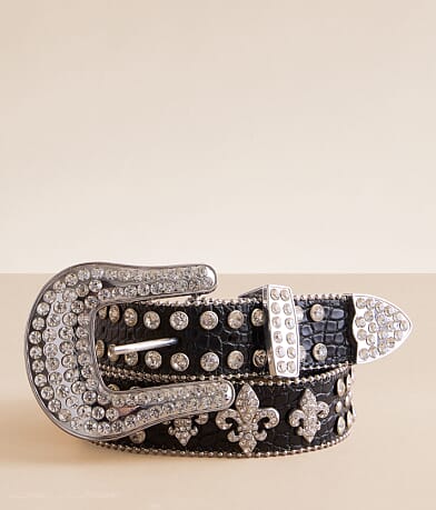 BKE Studded Glitz Leather Belt front view