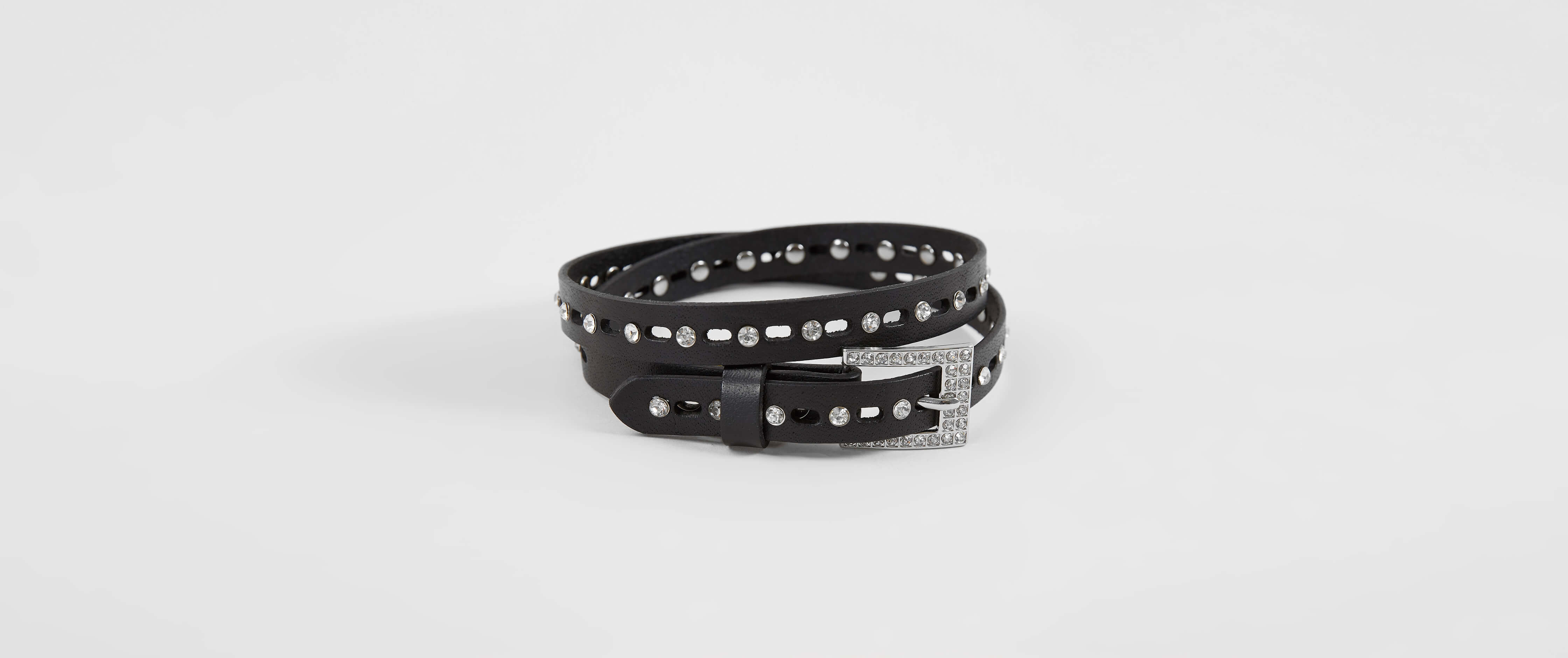 BKE | Genuine Leather Rhinestone Embellished Black ? Belt BKE Rhinestone Buckle Belt - Women main image 3