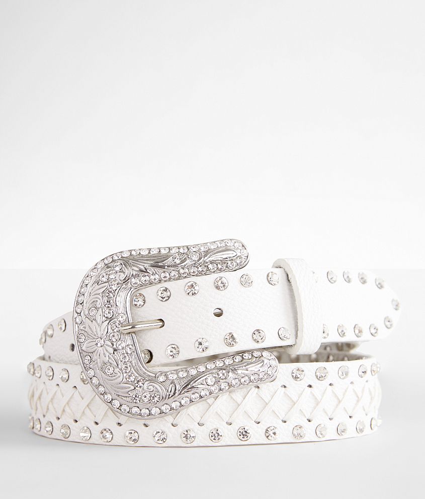 Leather Embellished Belt (White)