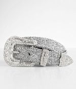 Silver Rhinestone Belt Sz XS Silver Rhinestone Crystal Extra Long Belt – watereverysunday main image 2