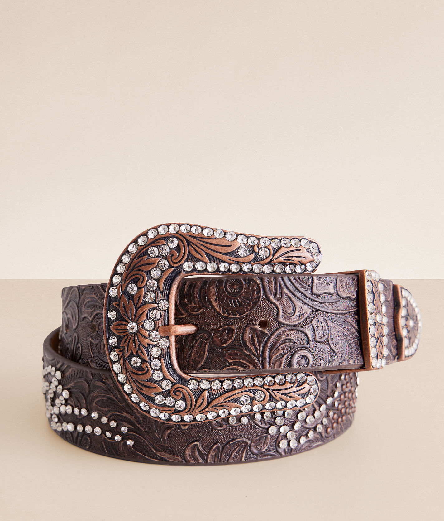 【新品未使用】　New Bristol Leather Adbelle GF BKE Glitz Leather Western Belt - Women's Belts in Brown | Buckle