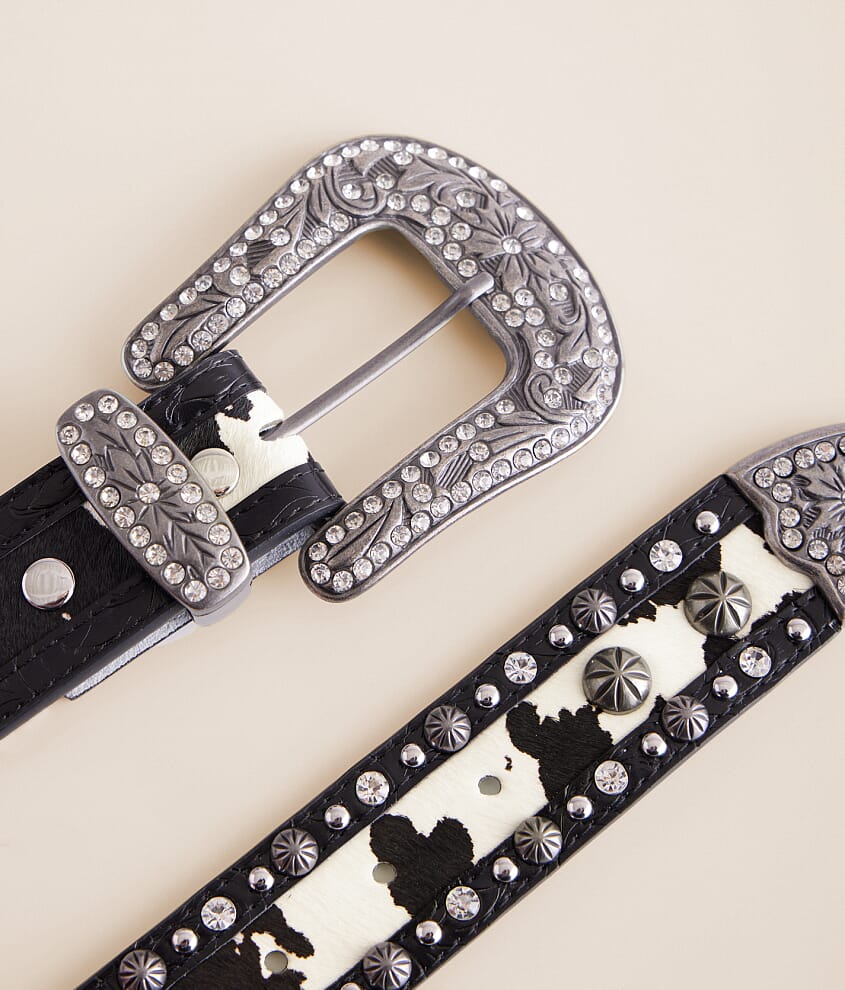 Glitz Cow Print Fur Leather Belt