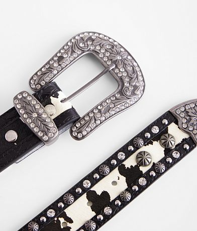 BKE Glitz Cow Print Fur Leather Belt misc detail 1 view
