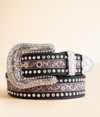 BKE Embroidered Glitz Leather Belt front view