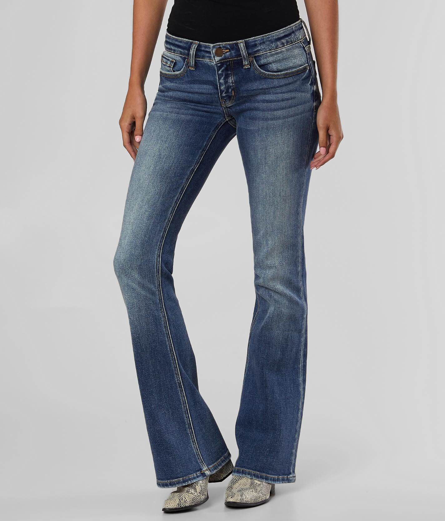 low rise stretch flare jeans