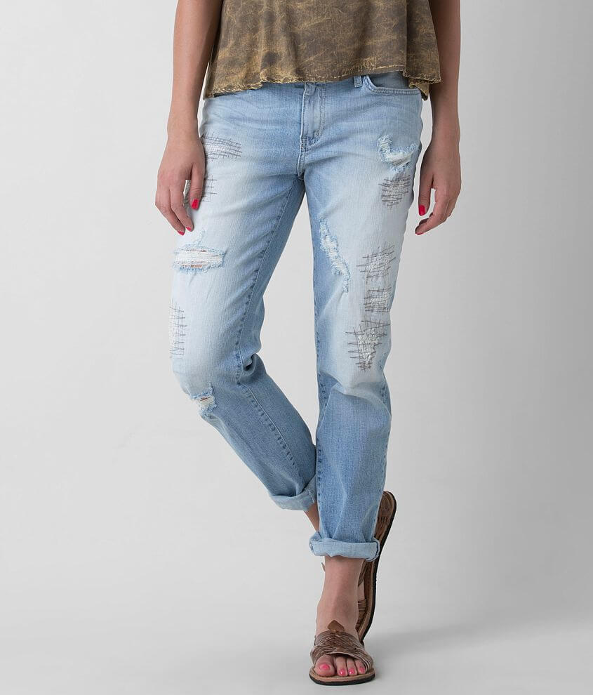 KanCan Mid-Rise Boyfriend Stretch Jean front view